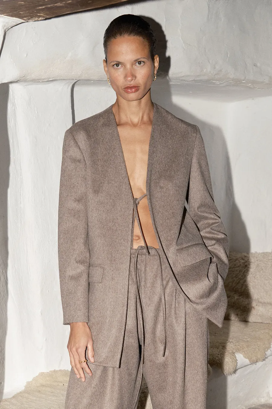 Taupe Loden Alpaca Wool Senso Blazer