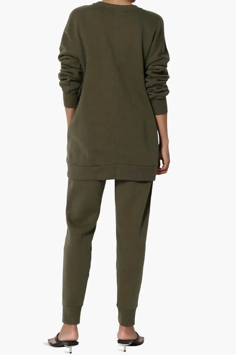 TheMogan Women's S~3X Lounge FleecePullover Sweatshirt Drawstring Jogger Sweat Pants SET