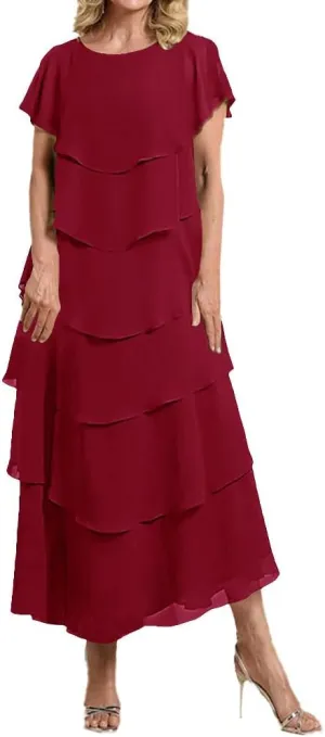 Tiered Mother of The Bride Dresses for Wedding 2025 Chiffon Formal Dresses Grandmother of Bride Dress
