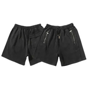 Vintage Washed Zipper Pocket Drawstring Shorts