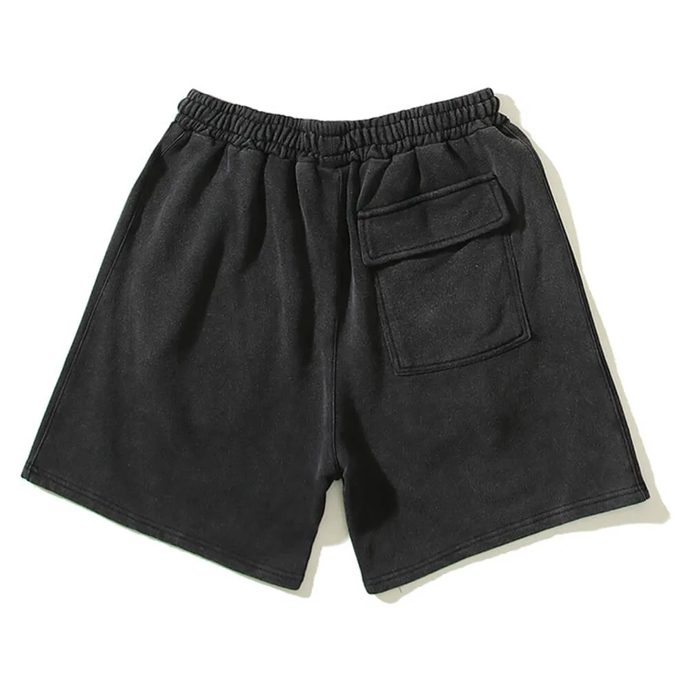 Vintage Washed Zipper Pocket Drawstring Shorts