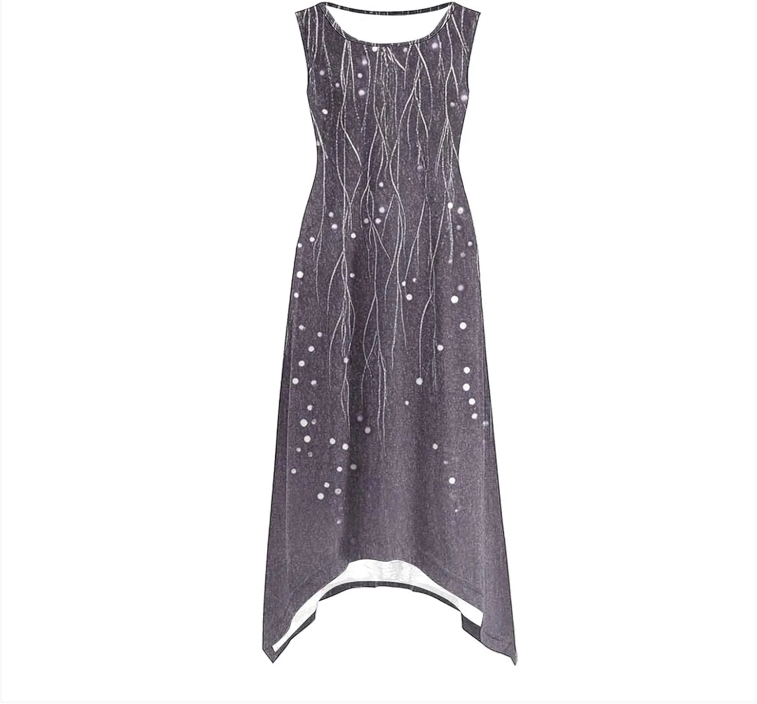 Women Summer Long Midi Dress Casual Sleeveless Sun Dresses Trendy Floral Print Boho Beach Sundress with Pockets