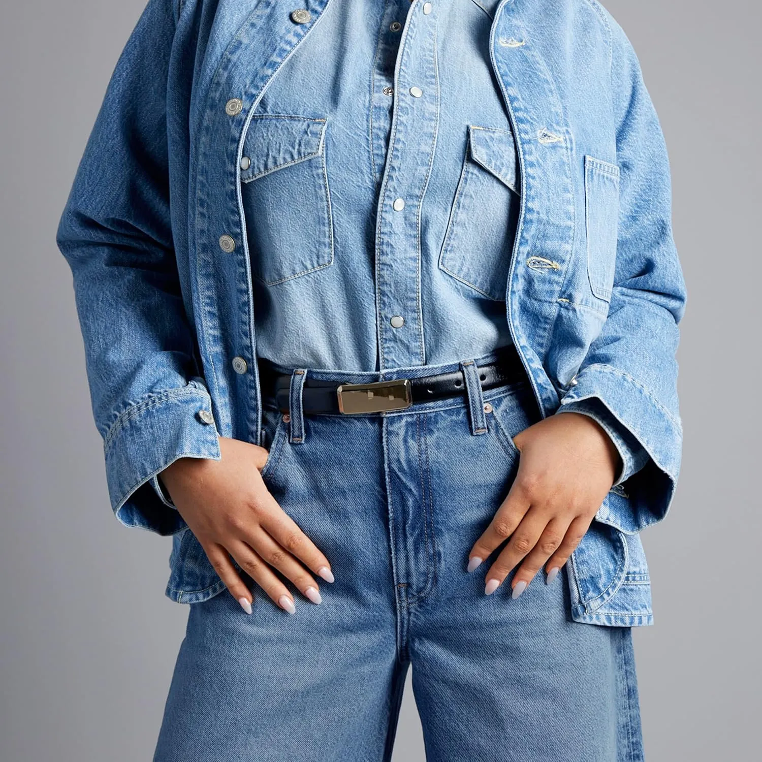 Womens Baggy Barrel Jeans Wide Leg Mid Rise Premium Denim Pants