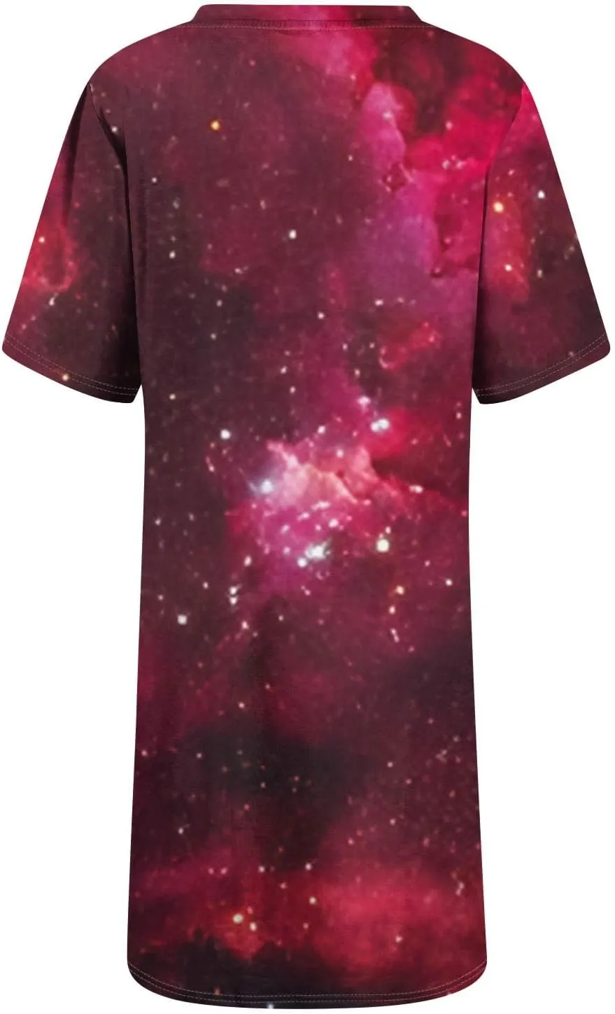 Women's Spring Dresses Short Sleeve V-Neck Star Print Loose Fashion Novelty Swing Mini Dress, S-3XL