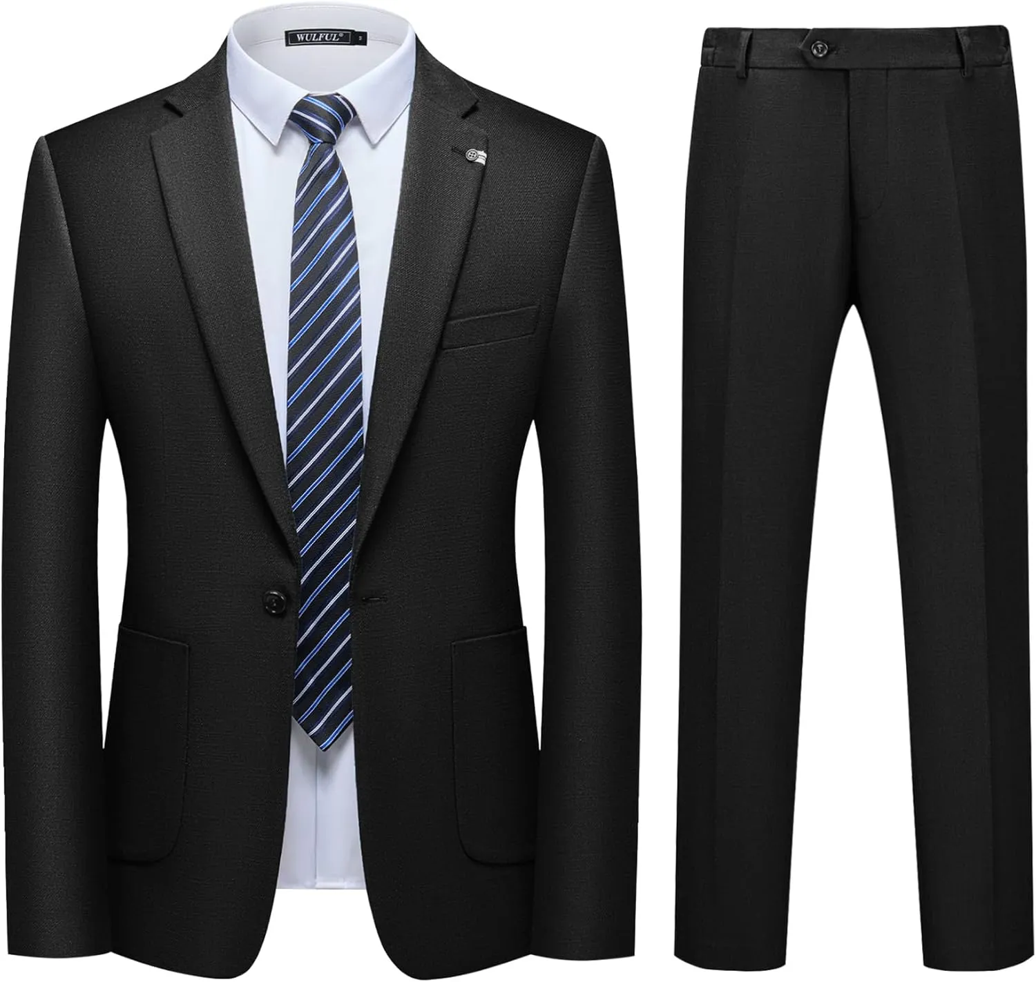 WULFUL Men's 2 Piece Slim Fit Suit Set One Button Blazer Jacket Pants Tuxedo Set for Party, Wedding and Business