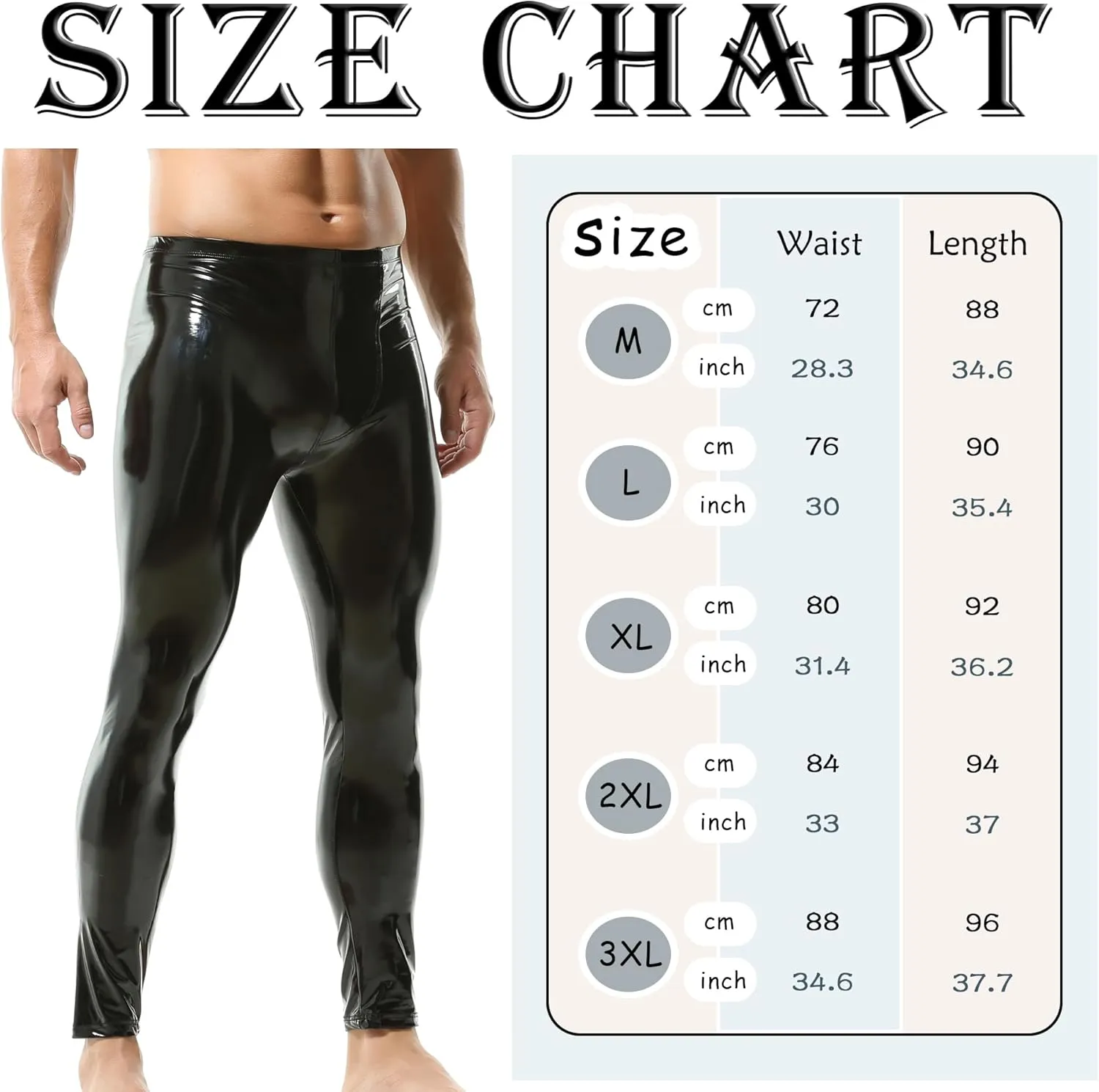YUFEIDA Men's Faux Leather Tight Pants Man Leggings PVC Long Trousers
