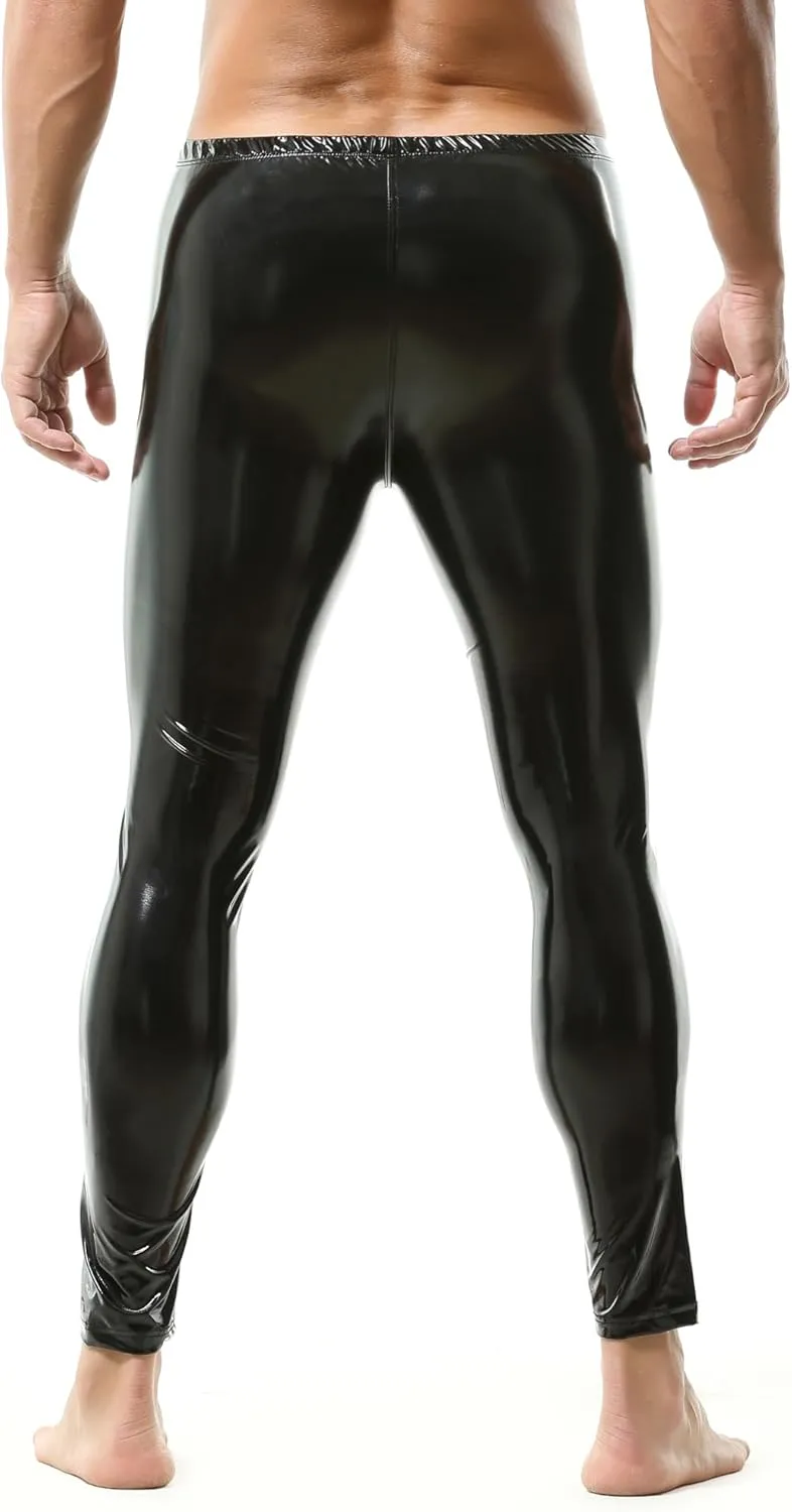 YUFEIDA Men's Faux Leather Tight Pants Man Leggings PVC Long Trousers