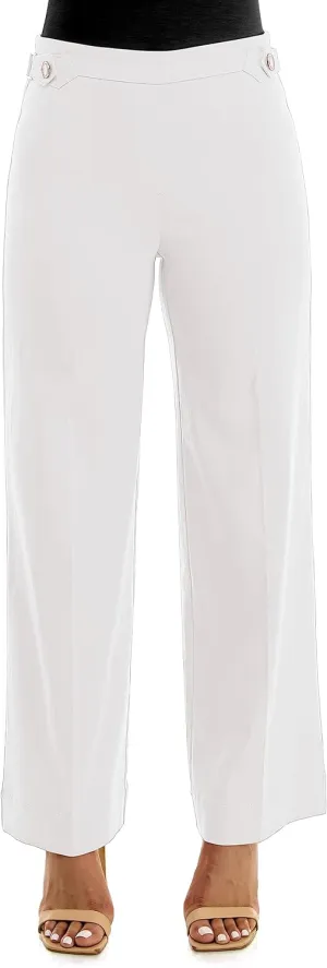 Zac & Rachel Women's Pull on Millennium Wide Leg Pant W/Hardware Waist Tabs