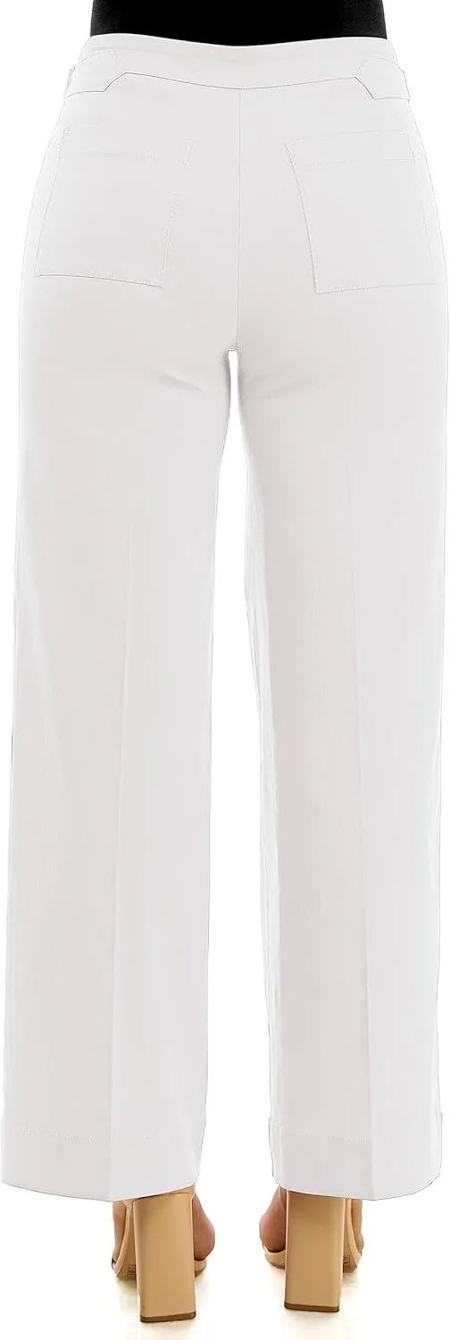 Zac & Rachel Women's Pull on Millennium Wide Leg Pant W/Hardware Waist Tabs