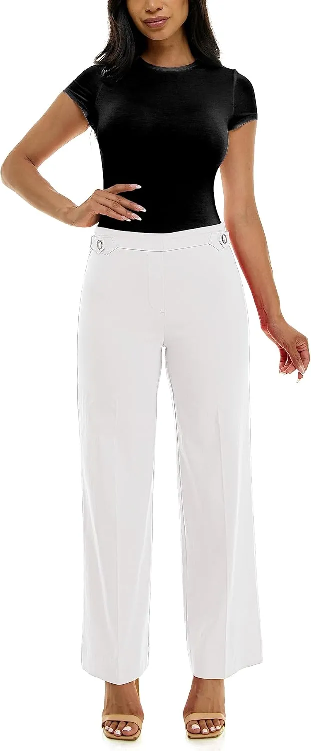 Zac & Rachel Women's Pull on Millennium Wide Leg Pant W/Hardware Waist Tabs