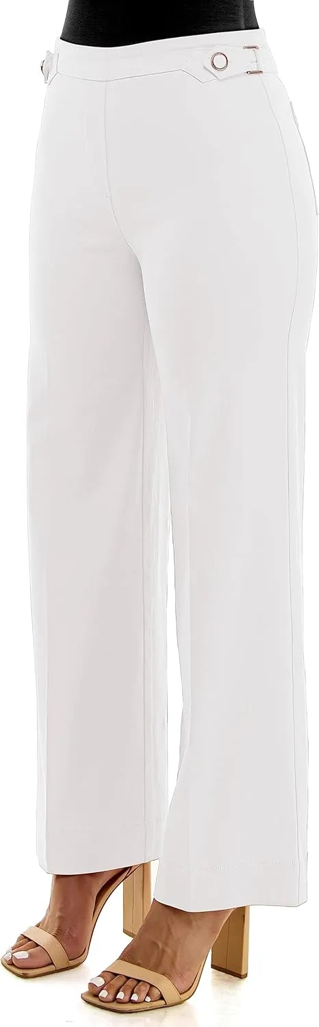 Zac & Rachel Women's Pull on Millennium Wide Leg Pant W/Hardware Waist Tabs