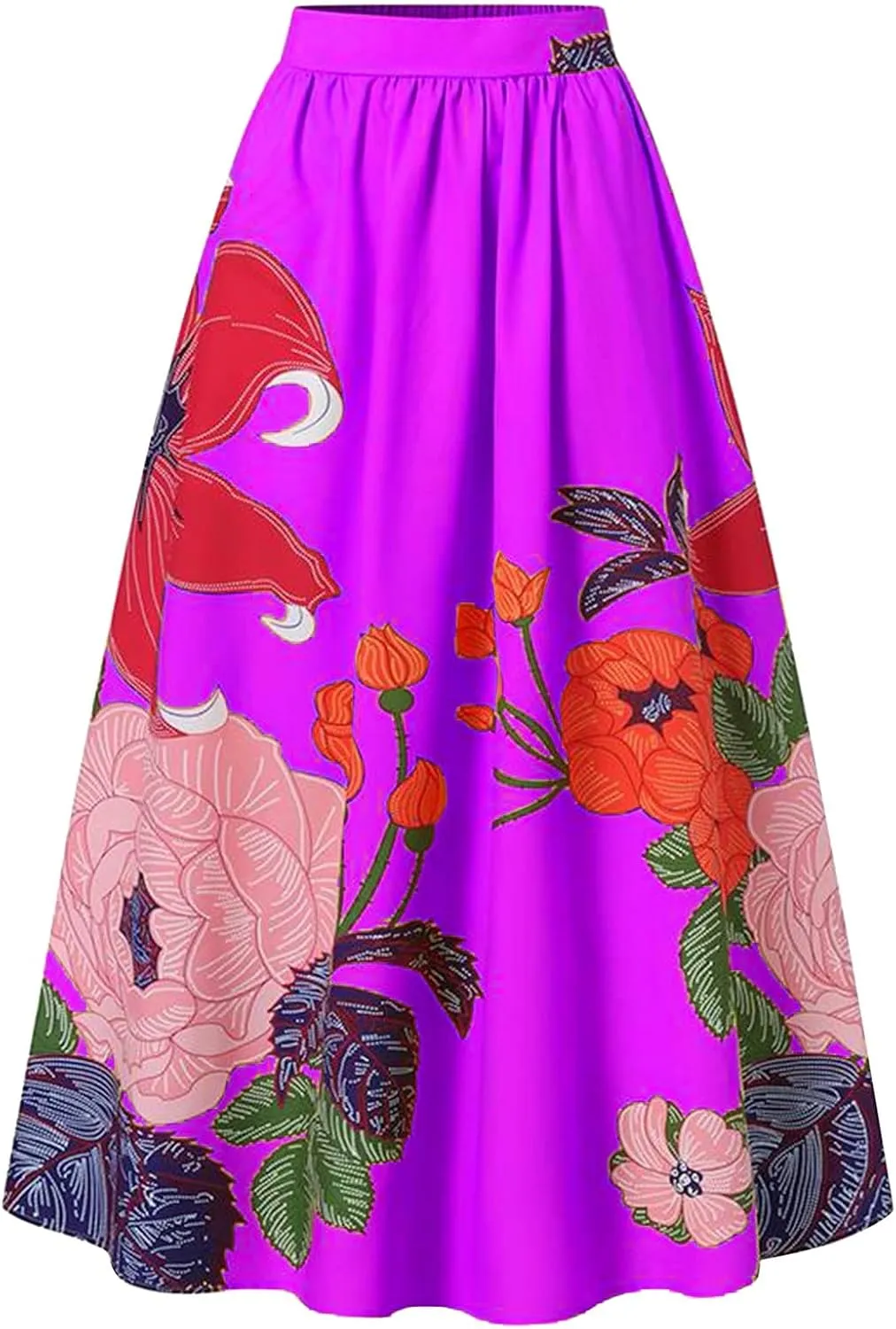 ZYXTIM Maxi Skirts for Women Trendy Summer Long Skirts Floral Printed Colorful Fashion Skirt for Party Beach Holiday Travel